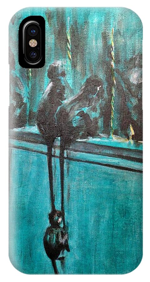 Monkey Swing iPhone X Case featuring the painting Monkey Swing by Usha Shantharam