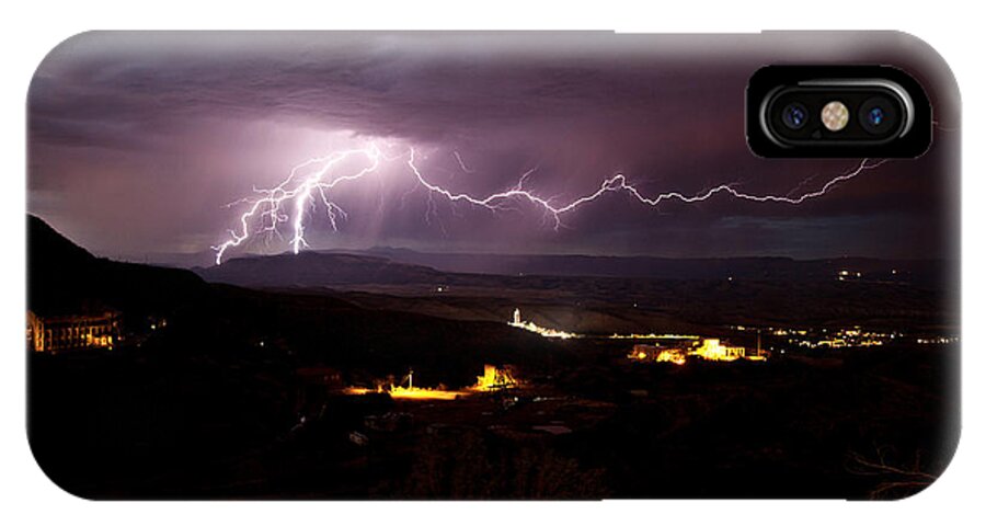 Monsoon iPhone X Case featuring the photograph Monsoon Lightning in Jerome Az by Ron Chilston