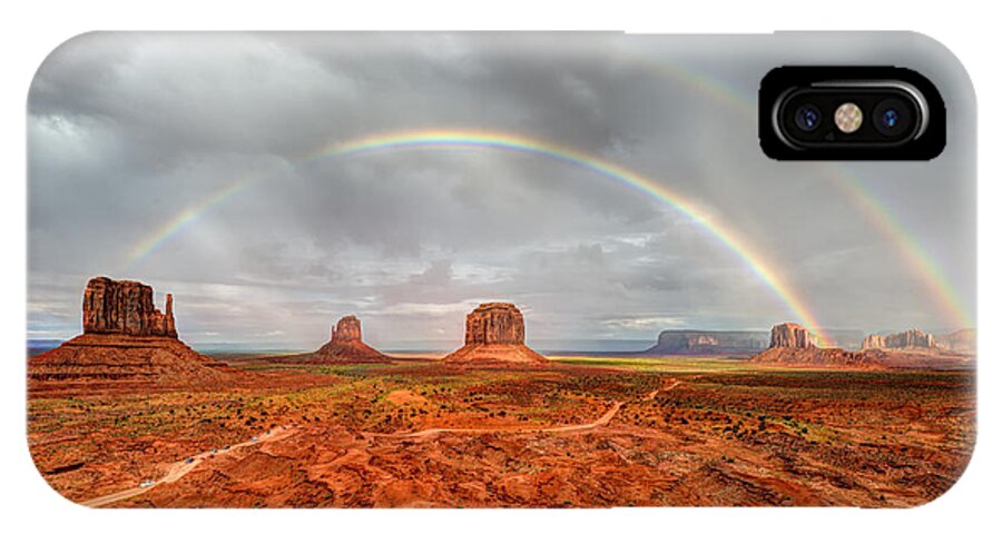 Mark Whitt iPhone X Case featuring the photograph Monument Valley Double Rainbow by Mark Whitt