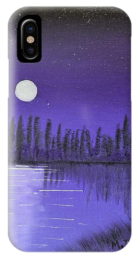 Moon iPhone X Case featuring the painting Moon lit bay by Melvin Turner