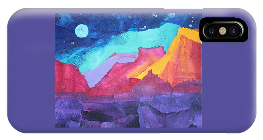 Landscape iPhone X Case featuring the painting Moon Over Sedona by Nancy Jolley