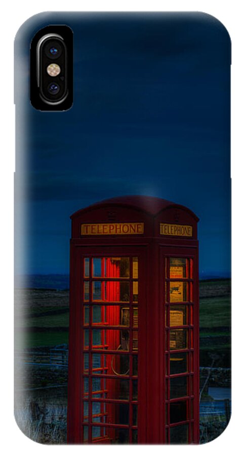 Europe iPhone X Case featuring the photograph Moon over Telephone Booth by Dennis Dame