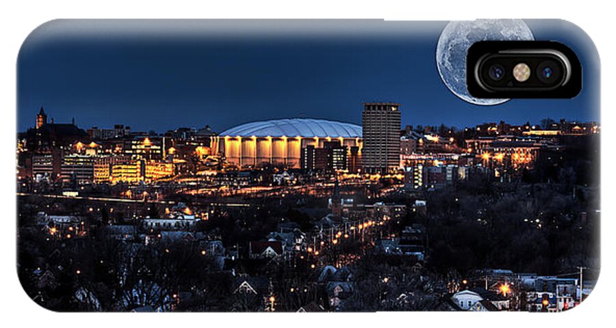 Carrier Dome iPhone X Case featuring the photograph Moon Over the Carrier Dome by Everet Regal