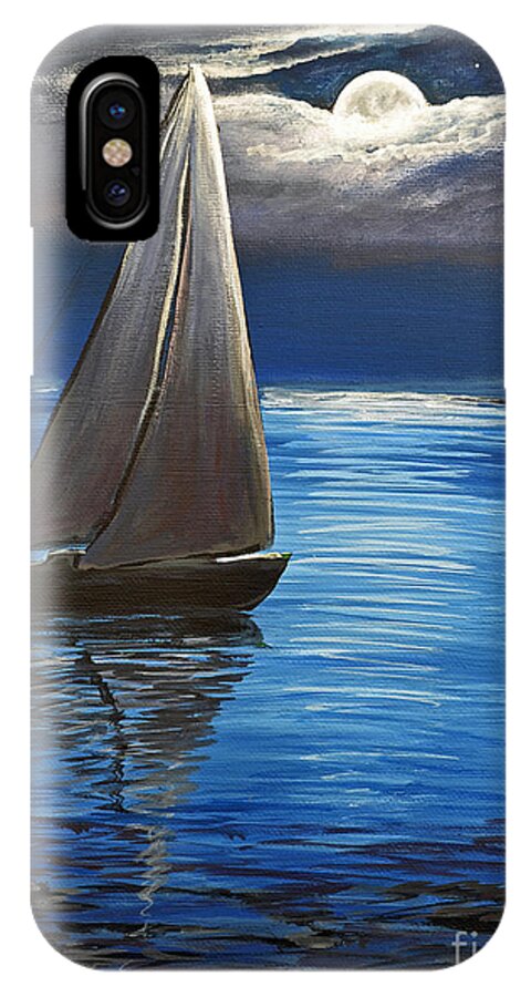 Sailing iPhone X Case featuring the painting Moonlight Sailing by Pat Davidson