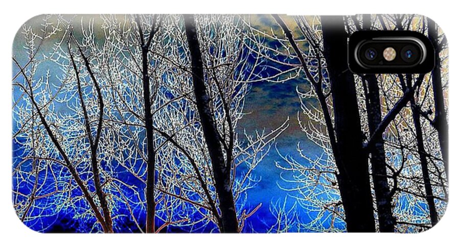 Full Moon iPhone X Case featuring the digital art Moonlit Frosty Limbs by Will Borden