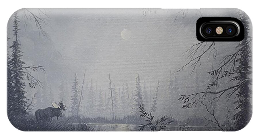 Moose iPhone X Case featuring the painting Moose Swanson River Alaska by Richard Faulkner