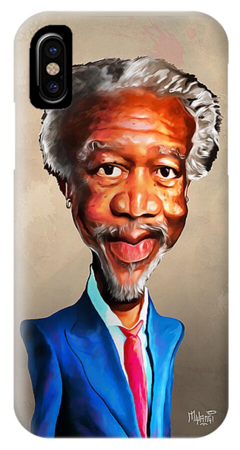 Movie iPhone X Case featuring the painting Morgan Freeman by Anthony Mwangi