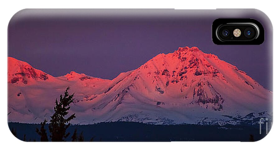 Three Sisters Sunrise Mountain Photographs iPhone X Case featuring the photograph Morning Dawn on Two Of Three Sisters Mountain Tops In Oregon by Jerry Cowart