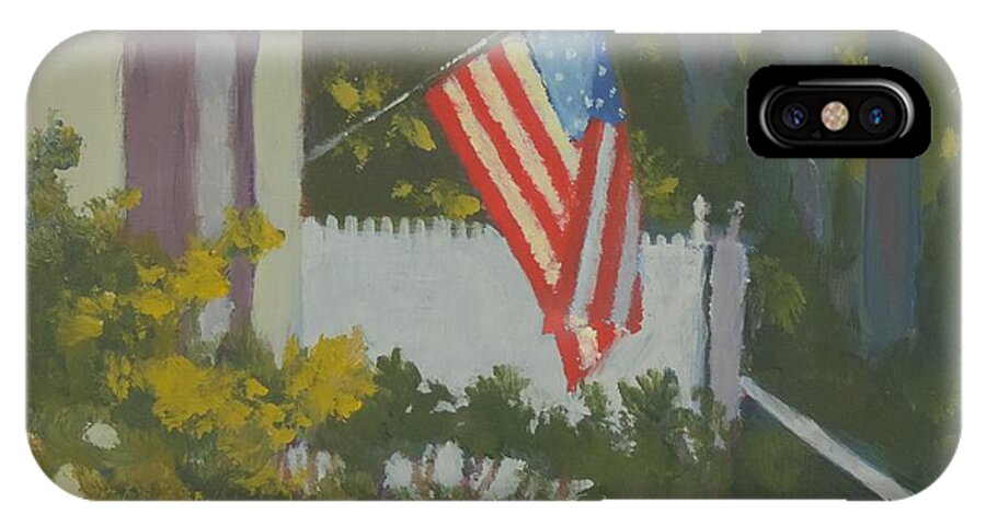 American iPhone X Case featuring the painting Morning Sun on Old Glory by Bill Tomsa