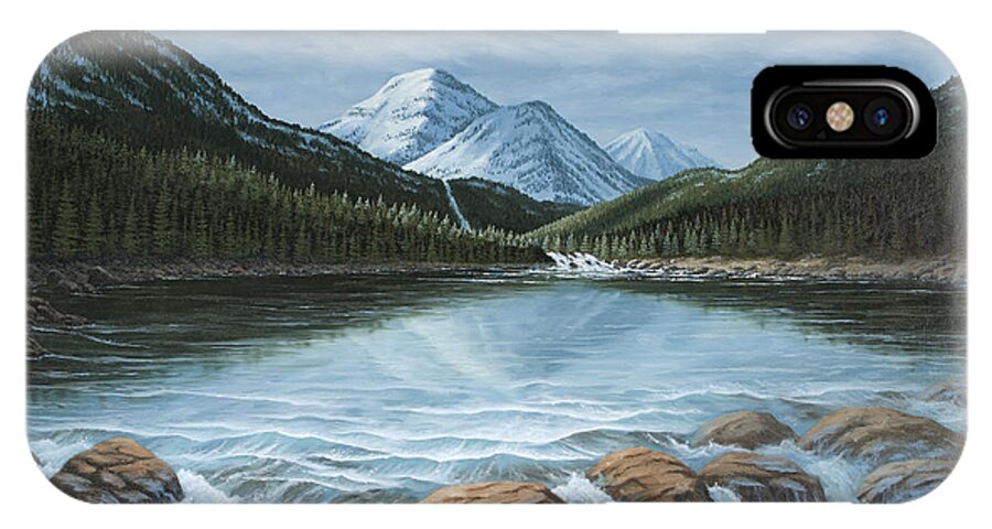 Mountains iPhone X Case featuring the painting Mountain Paradise by Del Malonee