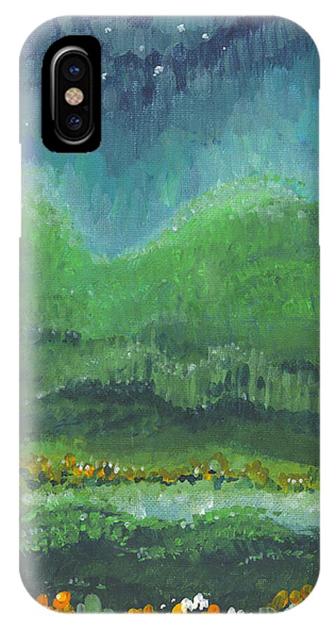 Night iPhone X Case featuring the painting Mountains at Night by Holly Carmichael