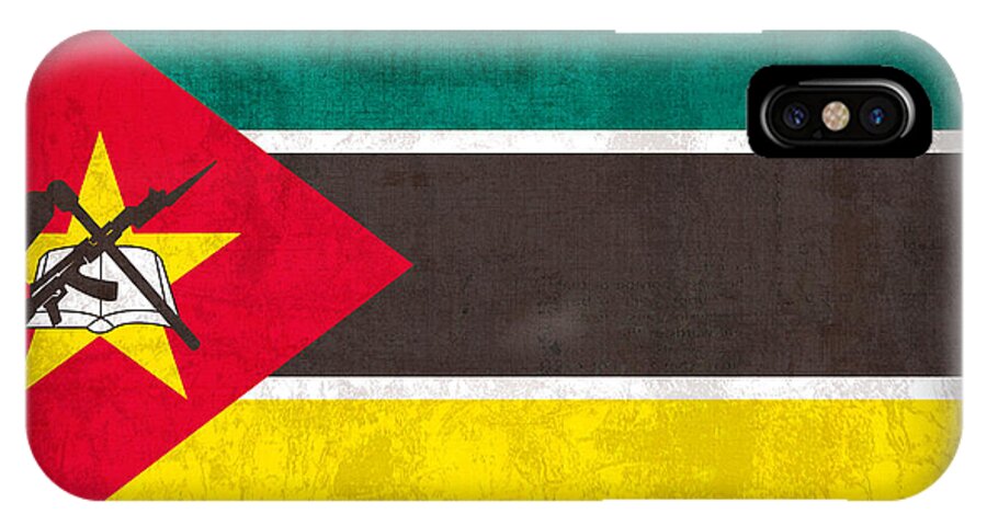 Mozambique iPhone X Case featuring the mixed media Mozambique Flag Vintage Distressed Finish by Design Turnpike