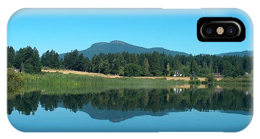 Landscape iPhone X Case featuring the photograph Mt Prevost over Quamichan Lake by Wayne Enslow