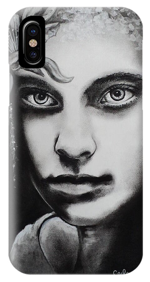 Belladonna iPhone X Case featuring the drawing My Beautiful Belladonna by Carla Carson