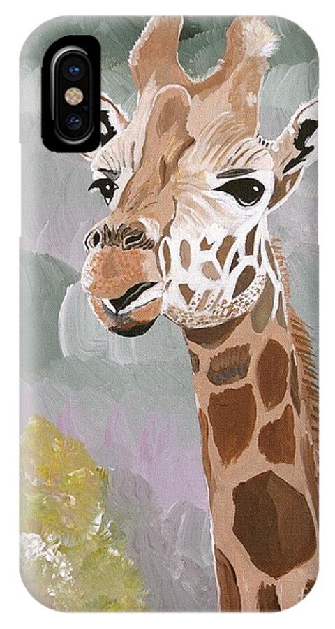 Giraffe iPhone X Case featuring the painting My Favorite Giraffe by Phyllis Kaltenbach