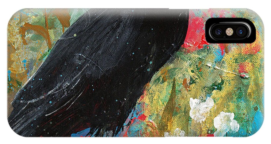 Crow iPhone X Case featuring the painting Mystery at Every Turn by Robin Pedrero