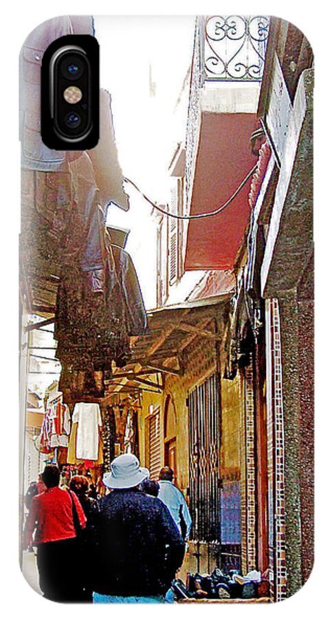 Narrow Winding Street In A Tangiers Maze iPhone X Case featuring the photograph Narrow Winding Street in a Tangiers Maze-Morocco by Ruth Hager