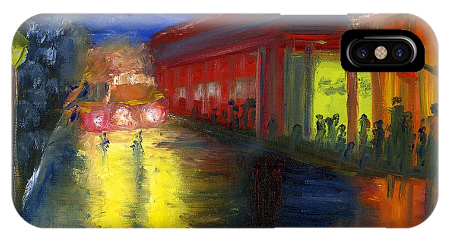 Natchitoches iPhone X Case featuring the painting Natchitoches Louisiana Mardi Gras Parade at Night by Lenora De Lude