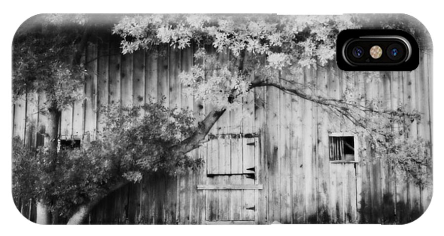 Barn iPhone X Case featuring the photograph Natures Awning BW by Julie Hamilton