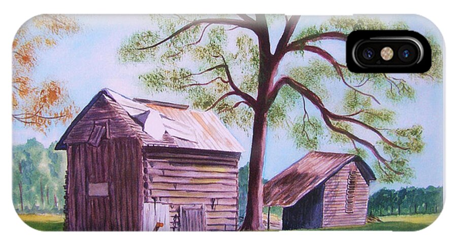 Barn iPhone X Case featuring the painting NC Tobacco Barns by Jill Ciccone Pike
