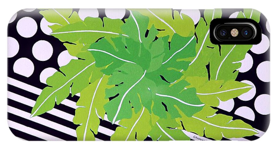 Botanical Impression In Greens And Black iPhone X Case featuring the painting Negative Green by Thomas Gronowski