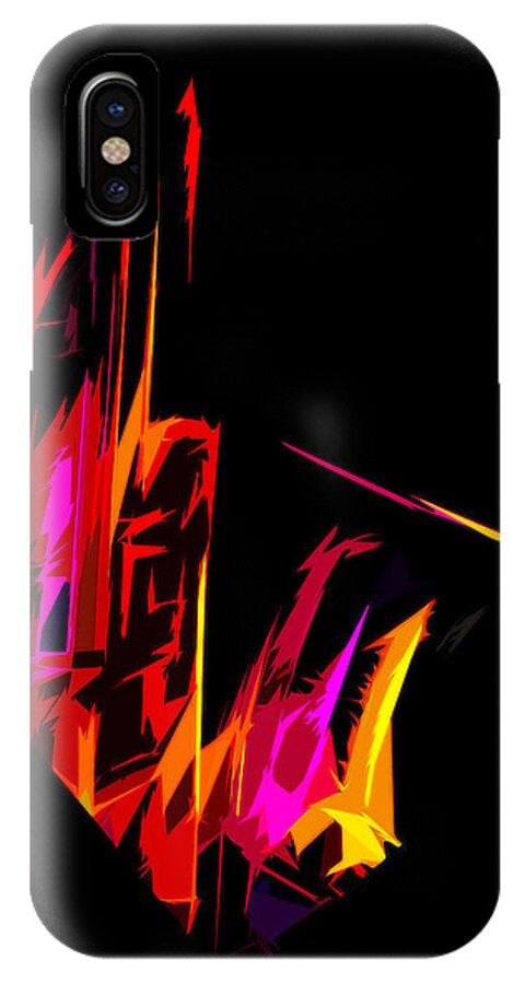 Music iPhone X Case featuring the digital art Neon Sax by Terry Fiala