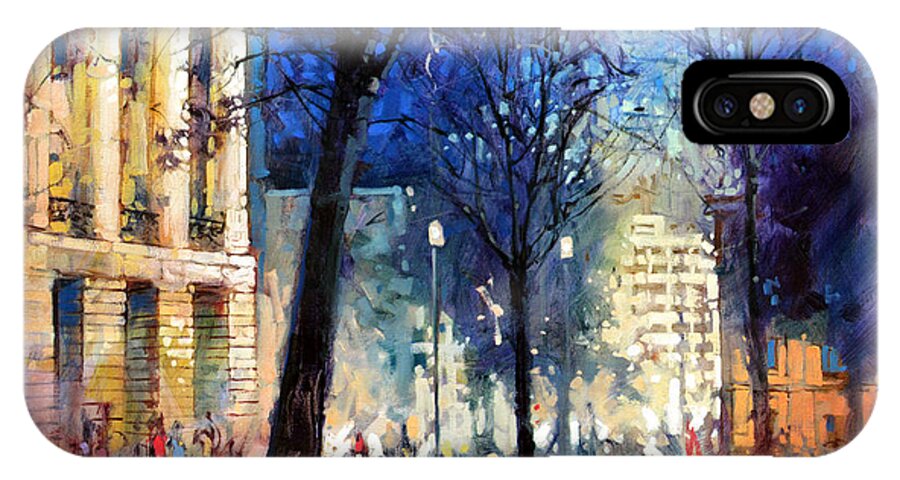 Raleigh iPhone X Case featuring the painting New Year's Eve Downtown by Dan Nelson