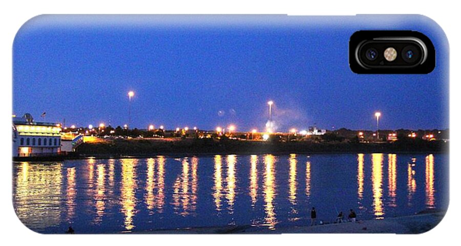 Night Escape iPhone X Case featuring the photograph Night light dancing on the River by Yumi Johnson