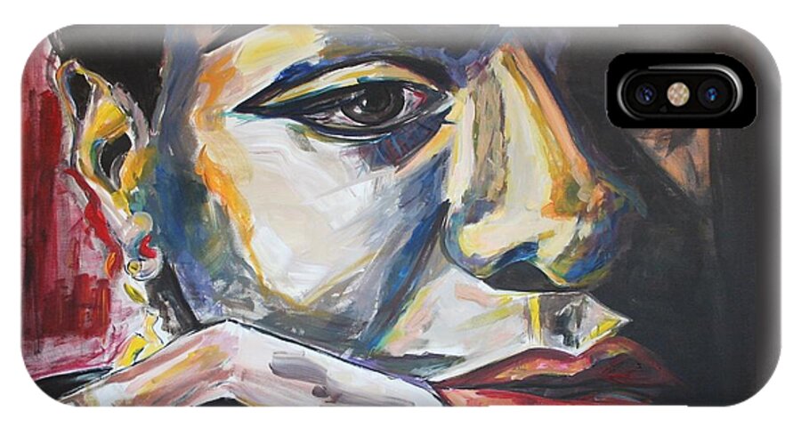 Nina Simone iPhone X Case featuring the painting Nina More and then Some by Christel Roelandt