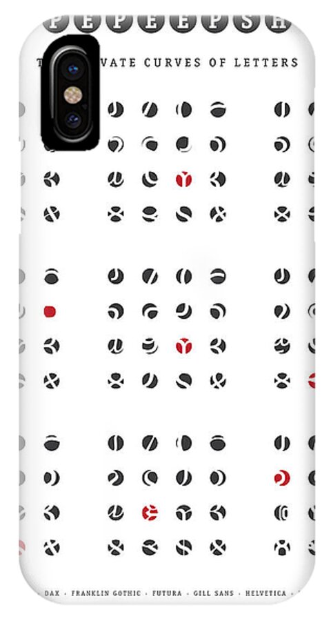 Font iPhone X Case featuring the digital art Nine faces type peep show by Martin Krzywinski
