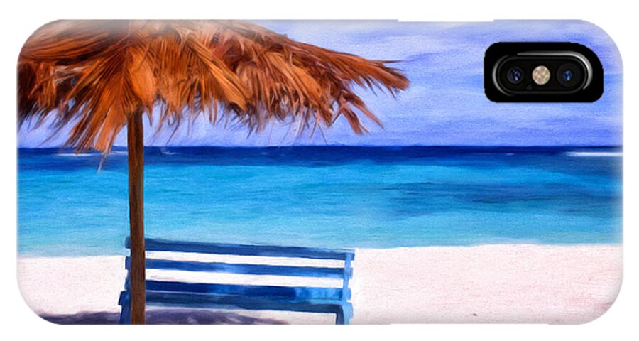 Umbrella iPhone X Case featuring the painting No Coronas by Michael Pickett