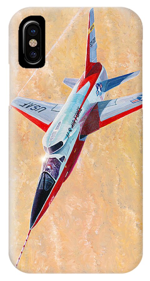 Aviation iPhone X Case featuring the painting North American F-107A Ultra Sabre by Douglas Castleman