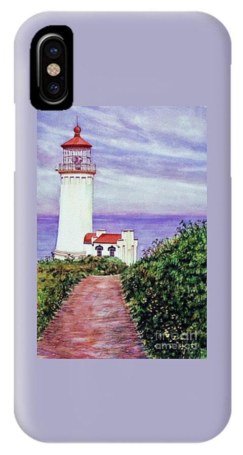 Cynthia Pride Watercolor Paintings iPhone X Case featuring the painting North Head Light House on the Washington Coast by Cynthia Pride