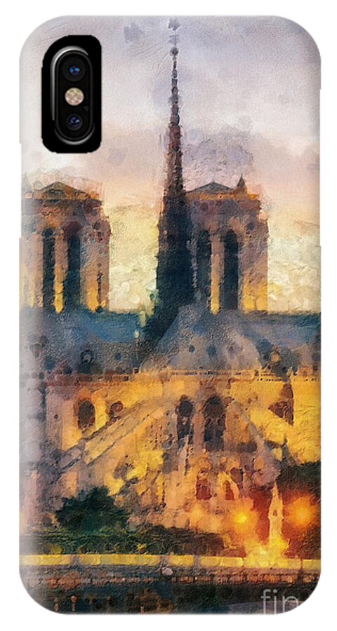 Notre Dame De Paris iPhone X Case featuring the painting Notre Dame de Paris by Mo T