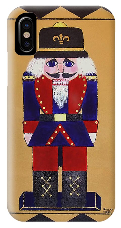 Nutcracker iPhone X Case featuring the painting Nutcracker Floor Cloth Sgt. Blue by Cindy Micklos