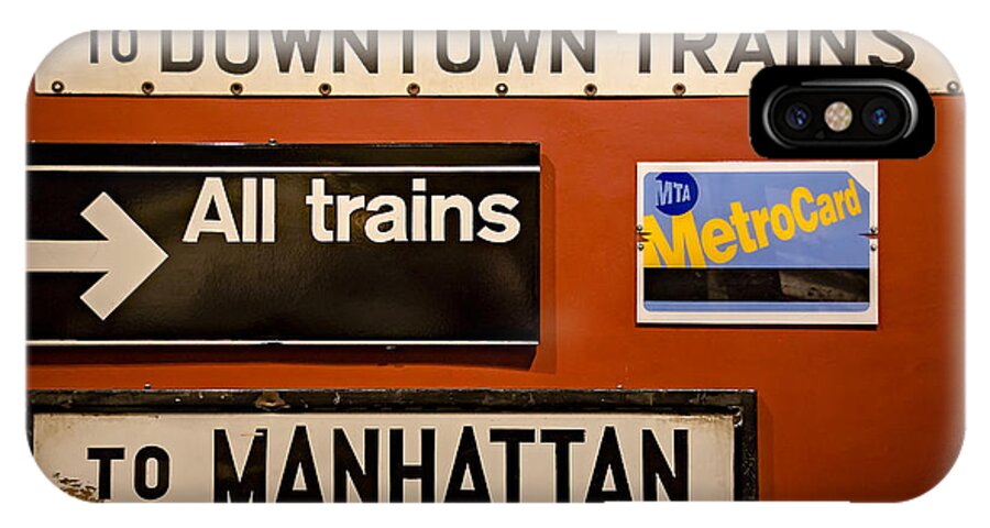 America iPhone X Case featuring the photograph NYC Subway Signs by Susan Candelario