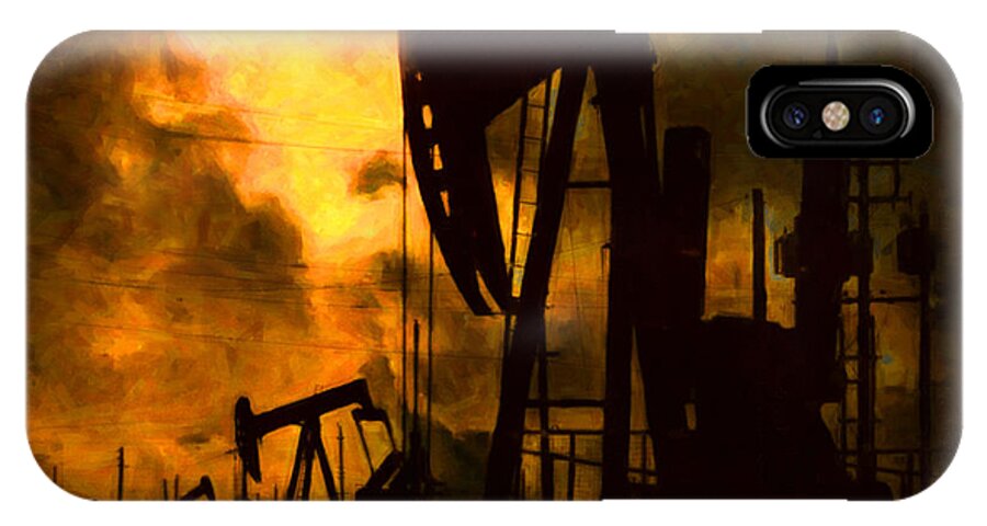 Oil Field iPhone X Case featuring the photograph Oil Pumps by Wingsdomain Art and Photography