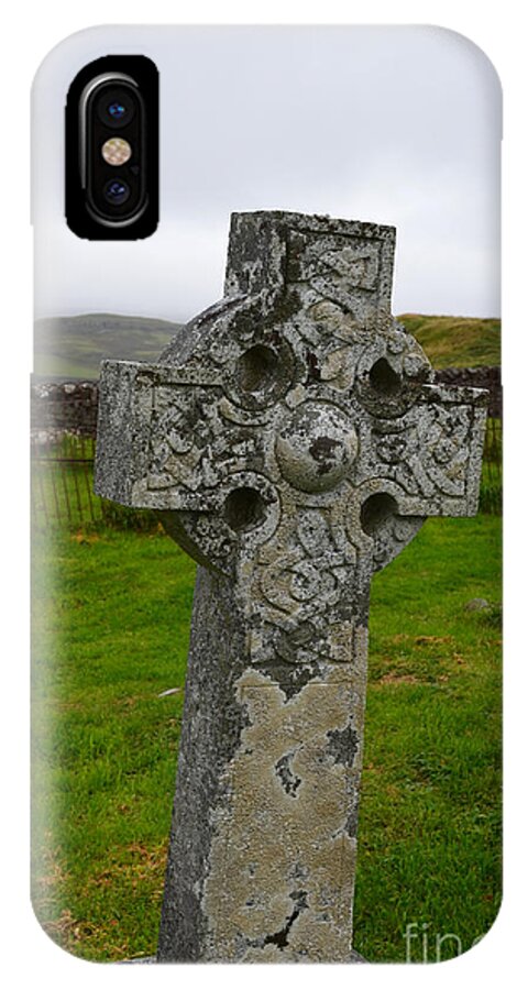 Celtic Cross iPhone X Case featuring the photograph Old Cemetery Stones in Scotland by DejaVu Designs