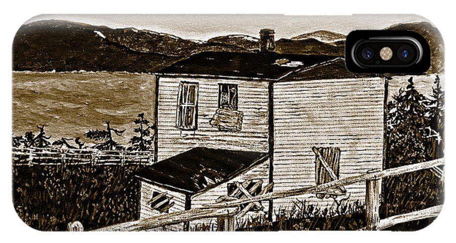 Sepia Old House iPhone X Case featuring the painting Old House in Sepia by Barbara A Griffin
