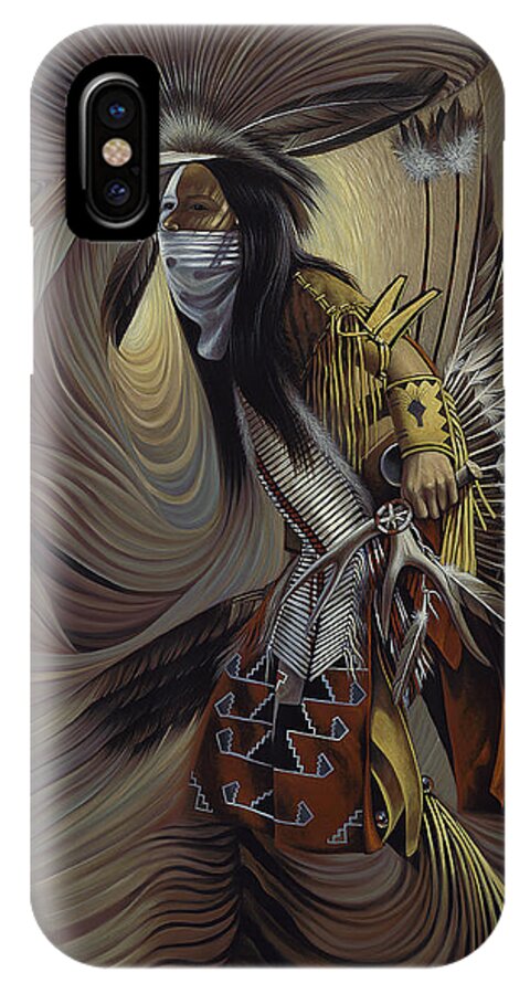Native-american iPhone X Case featuring the painting On Sacred Ground Series IIl by Ricardo Chavez-Mendez