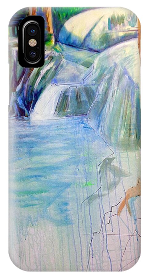 Mountains iPhone X Case featuring the painting On The Middle Fork by Steven Holder