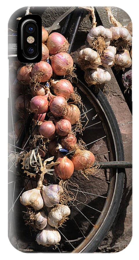  Bicycle iPhone X Case featuring the photograph Onions and Garlic on Bike by Jeremy Voisey