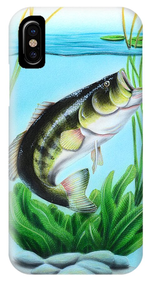 Bass iPhone X Case featuring the mixed media Open to Bugs by Sam Davis Johnson