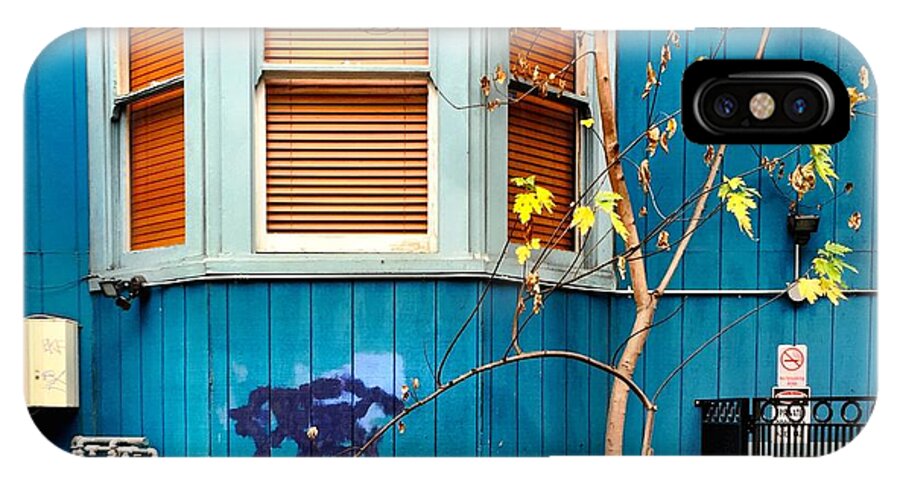 Blue House iPhone X Case featuring the photograph Orange Blinds by Julie Gebhardt