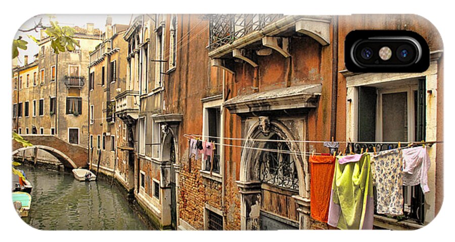  iPhone X Case featuring the photograph Orange Towel Venice Canal by Diane Enright