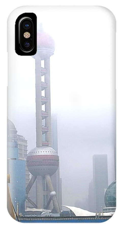 Oriental Pearl Tower iPhone X Case featuring the photograph Oriental Pearl Tower Under Fog by Nicola Nobile