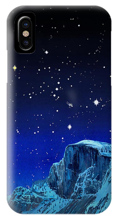 Watercolor iPhone X Case featuring the painting Orion Over Halfdome by Douglas Castleman