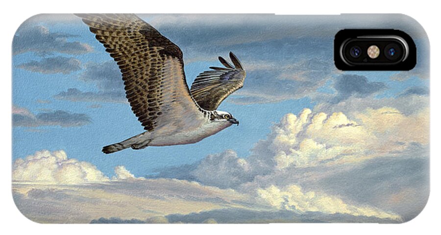 Wildlife iPhone X Case featuring the painting Osprey in the Clouds by Paul Krapf