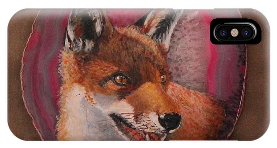 Red Fox iPhone X Case featuring the painting What Does the Fox Say? by Bob Williams