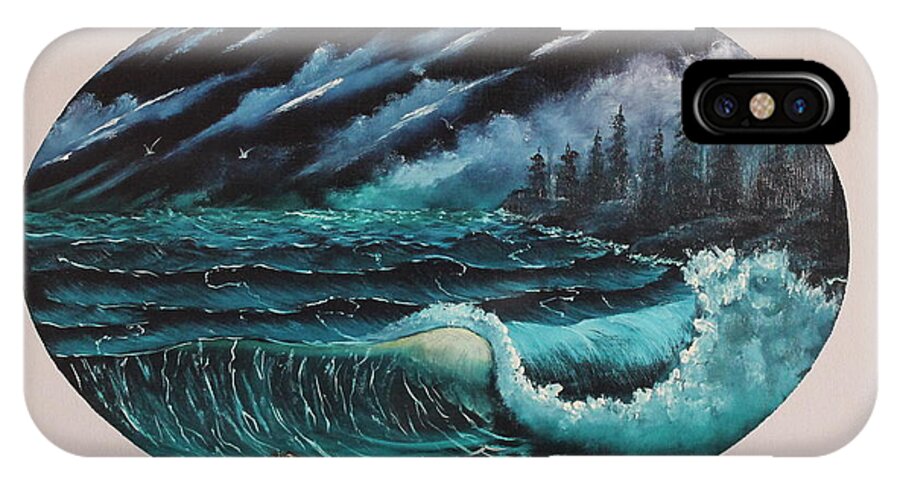 Oval Painting iPhone X Case featuring the painting Oval Ocean View by Bob Williams